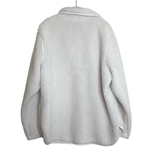Members Mark Cozy Sherpa Jacket Womens XL Ivory Faux Fur Fleece Snaps Pockets - Picture 3 of 6